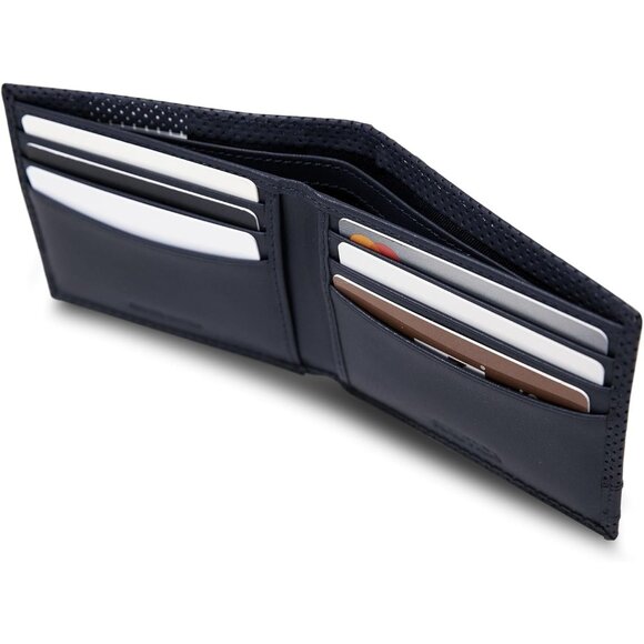 Nautica Men's Bifold Leather Wallet ID Window Navy Card Slots Durable Stylish - Picture 5 of 7